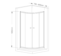 AQUALINE ARLETA čtvrtkruhová sprchová zástěna 800x800mm, čiré sklo (HLS800Y)