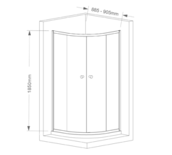 AQUALINE ARLETA čtvrtkruhová sprchová zástěna 900x900mm, čiré sklo (HLS900Y)