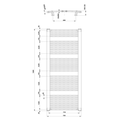 AQUALINE ORBIT otopné těleso s bočním připojením 750x1680 mm, 1269 W, bílá (ILO67T)