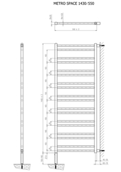 SAPHO METRO SPACE otopné těleso 550x1430 mm, do prostoru, černá mat (IR438B)