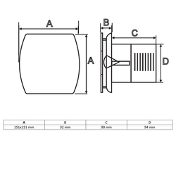 LEX koupelnový ventilátor axiální s časovačem, 15W, potrubí 100mm, bílá