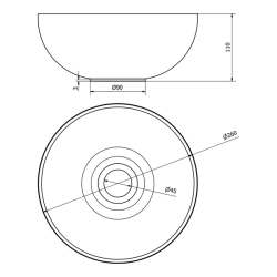 SAPHO MINOR betonové umyvadlo na desku, Ø 26cm, tmavě hnědá (MR26015)