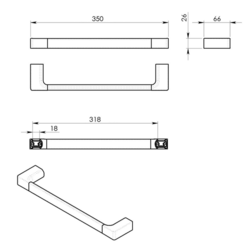 GEDY PIRENEI držák ručníků 350x66mm, černá mat (PI213514)