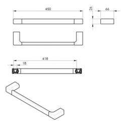 GEDY PIRENEI držák ručníků 450x66mm, černá mat (PI214514)