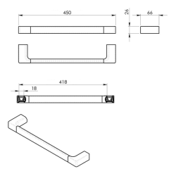 GEDY PIRENEI držák ručníků 450x66mm, zlato (PI214587)