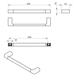 GEDY PIRENEI držák ručníků 600x66mm, bílá mat (PI216002)