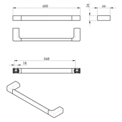 GEDY PIRENEI držák ručníků 600x66mm, zlato (PI216087)