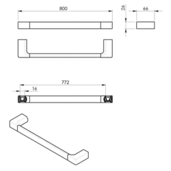 GEDY PIRENEI držák ručníků 800x66mm, bílá mat (PI218002)