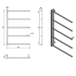 SLICE sušák osušky, 520x790mm, černá mat