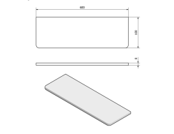 SAPHO X-SQUARE skleněná police 600mm, chrom/mléčné sklo (XQ009-05)