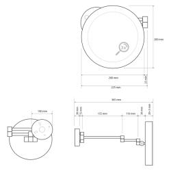 SAPHO X-ROUND kosmetické zrcátko s LED osvětlením ø 200mm, kulaté, chrom (XR016)