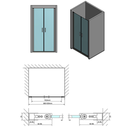 ZOOM LINE sprchové dveře dvojkřídlé 900mm, čiré sklo