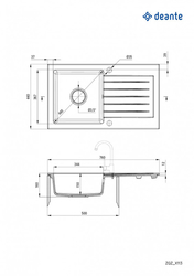 Granitový dřez s okapem DEANTE ZORBA 760.0E, barva Grafit