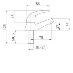 Stojánkový kulový ventil 1/2", 79,5 mm, chrom
