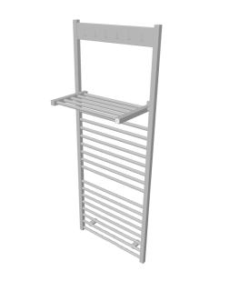 ISAN Melody Flexi s háčky koupelnový policový radiátor, 1555 × 600 mm, 683 W, bílá 9016, spodní připojení, antikorózní ochrana Primer